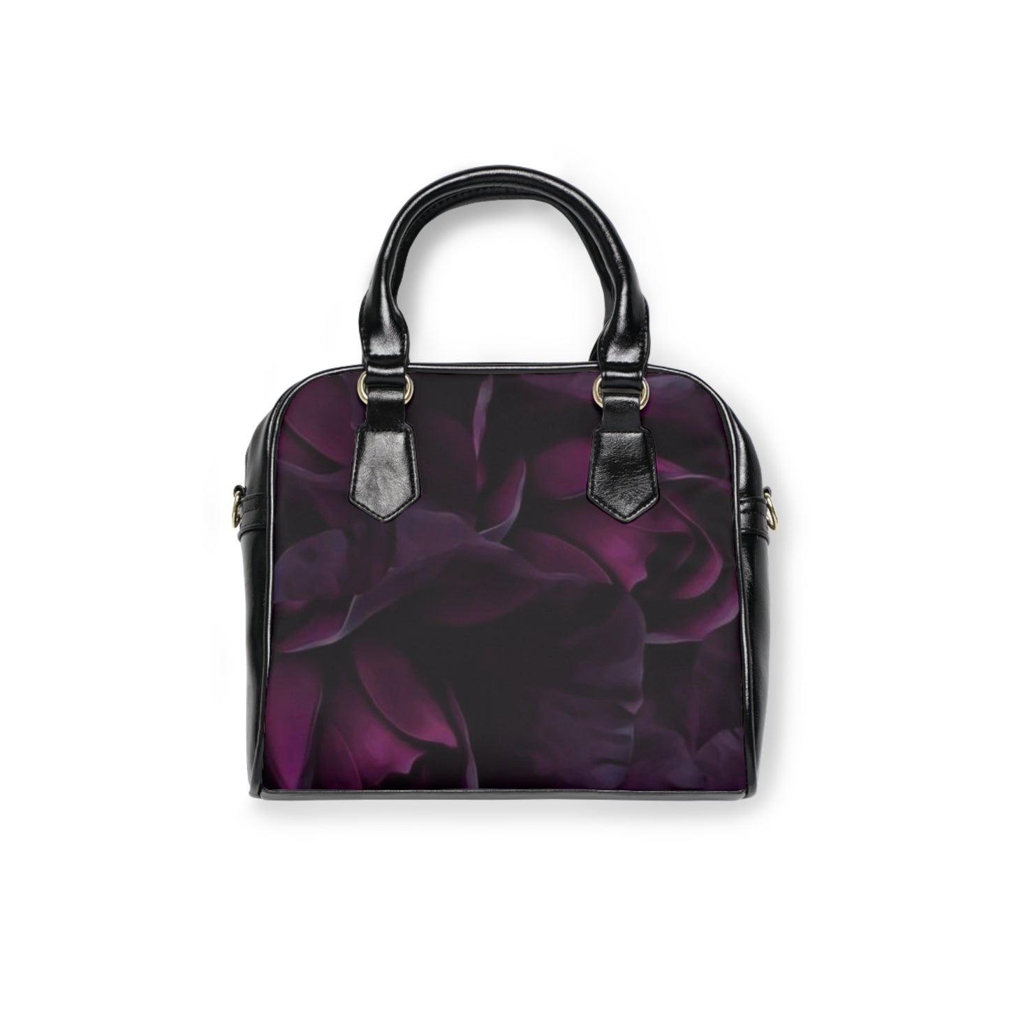 Dark Purple Floral Shoulder Handbag