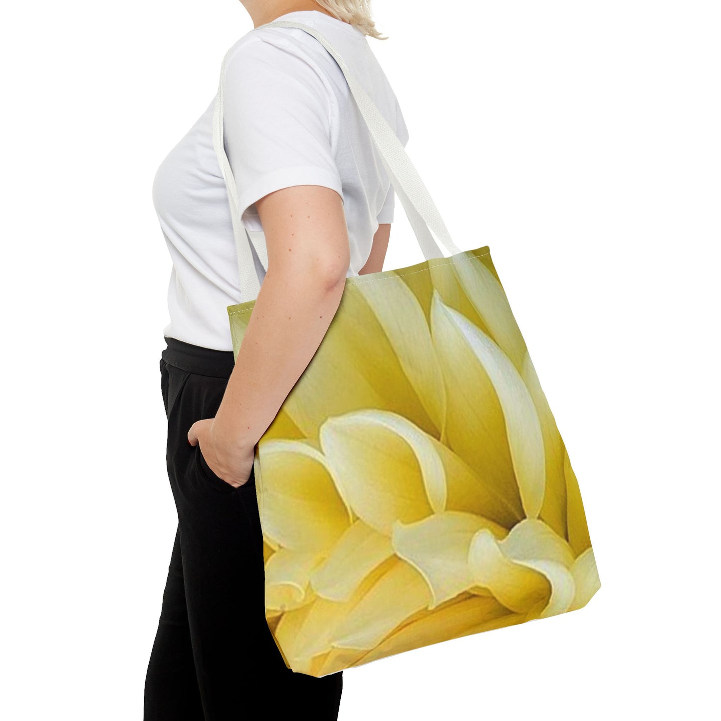 Yellow Dahlia Square Tote Bag