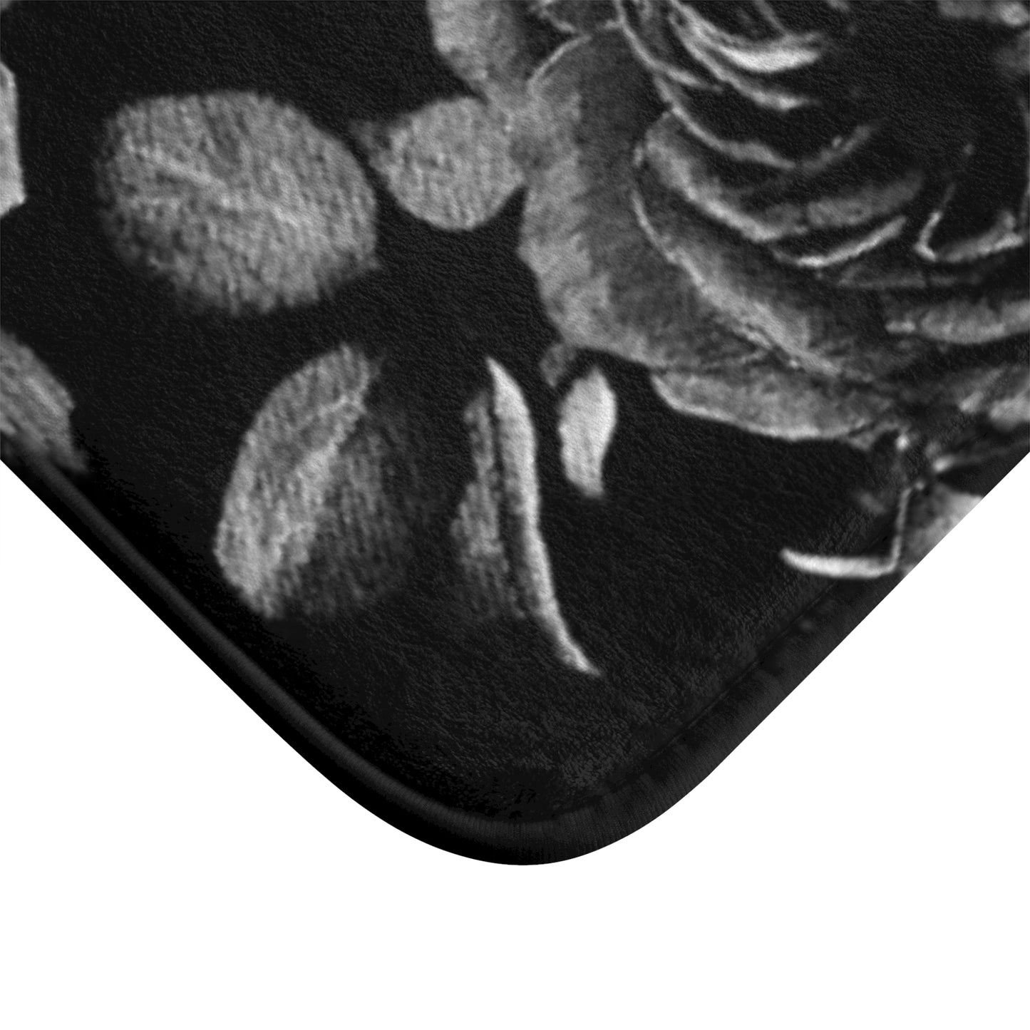 Black and White Floral Bath Mat