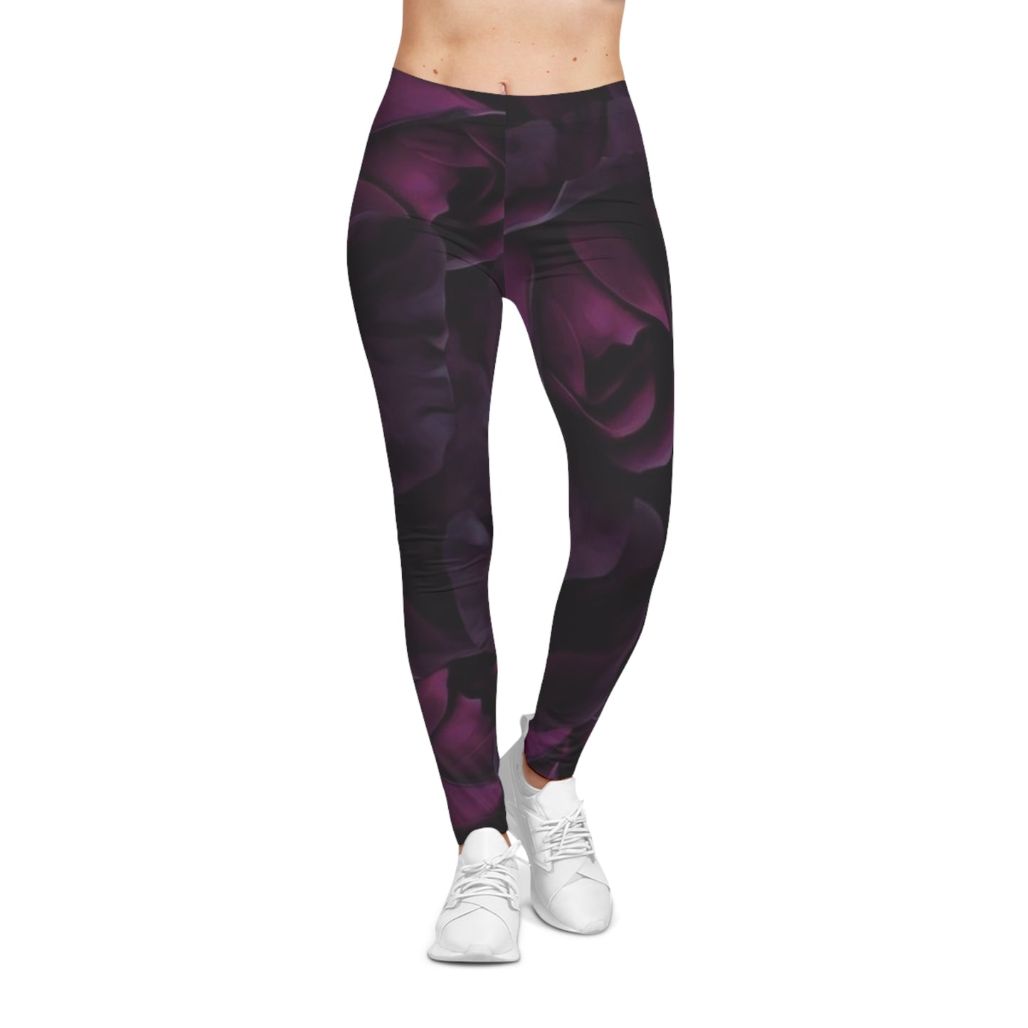 Dark Purple Floral Casual Leggings