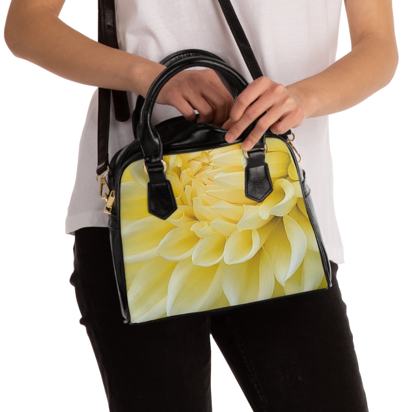 Yellow Dahlia Shoulder Handbag