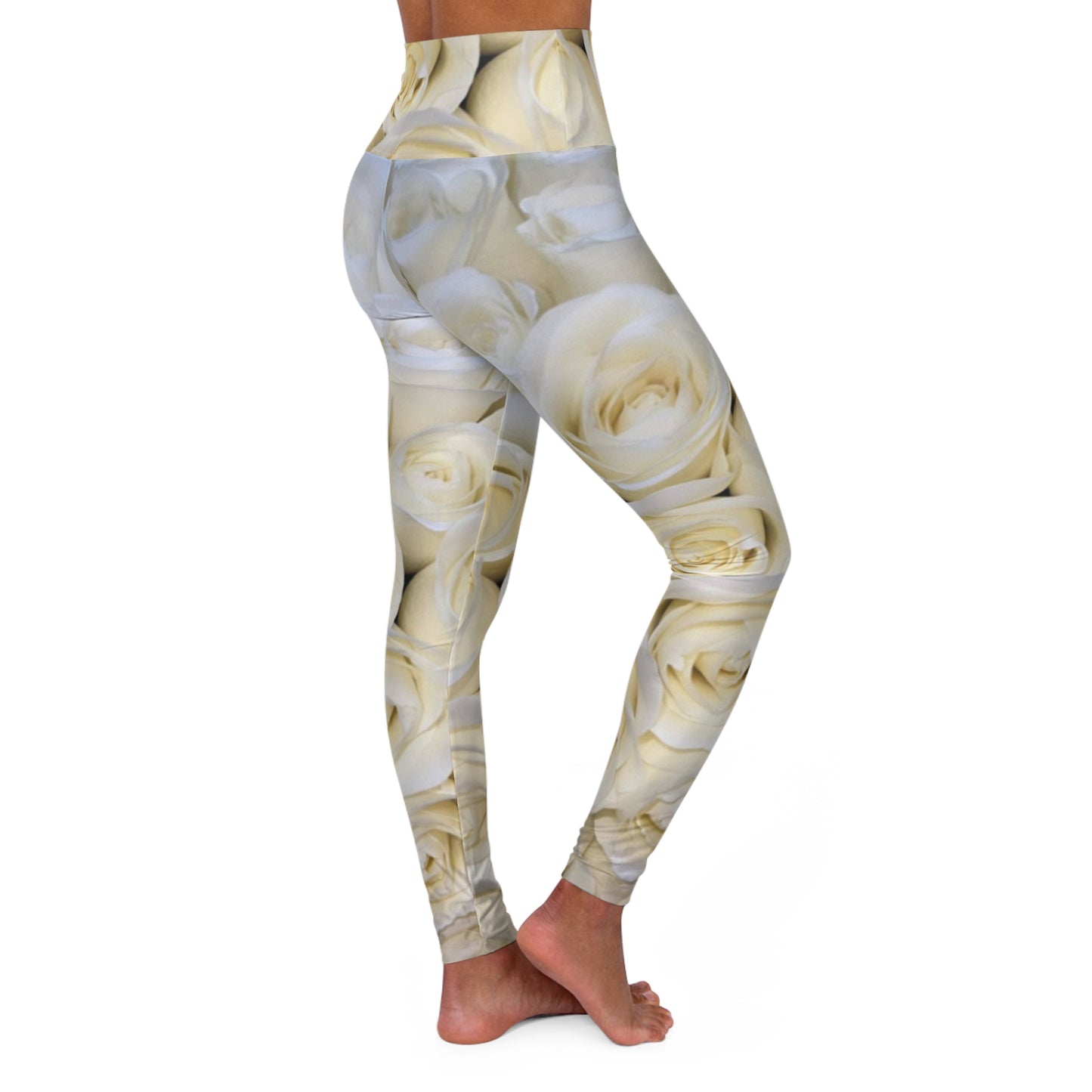 White Roses Exercise Leggings