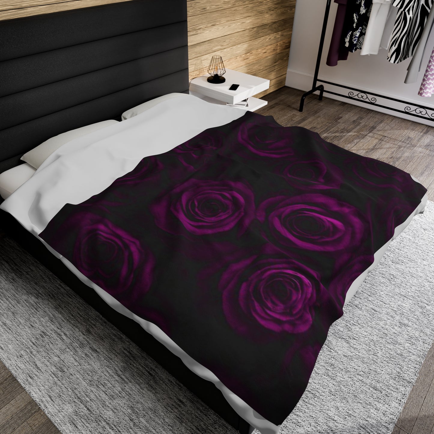 Dark Purple Roses Blanket