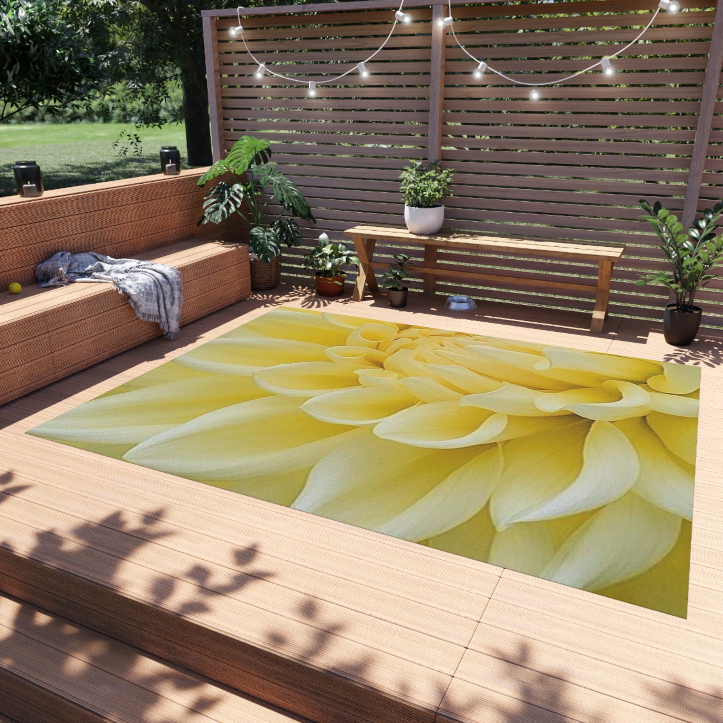 Yellow Dahlia Outdoor Rug