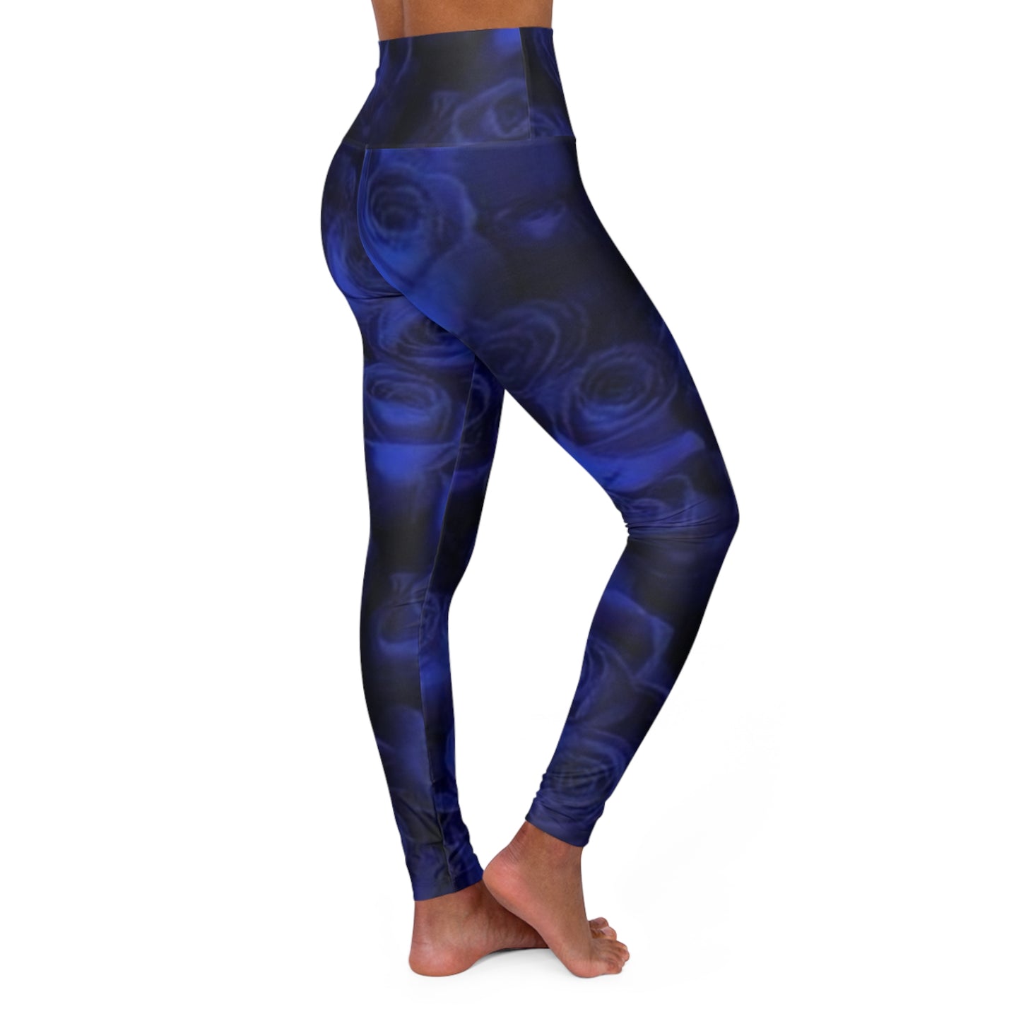 Dark Blue Roses Exercise Leggings