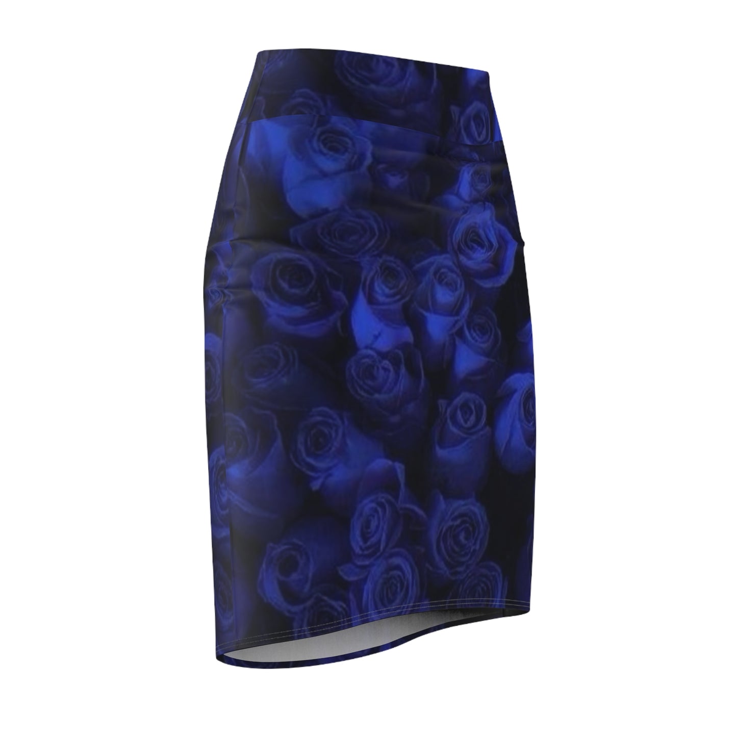 Dark Blue Roses Pencil Skirt