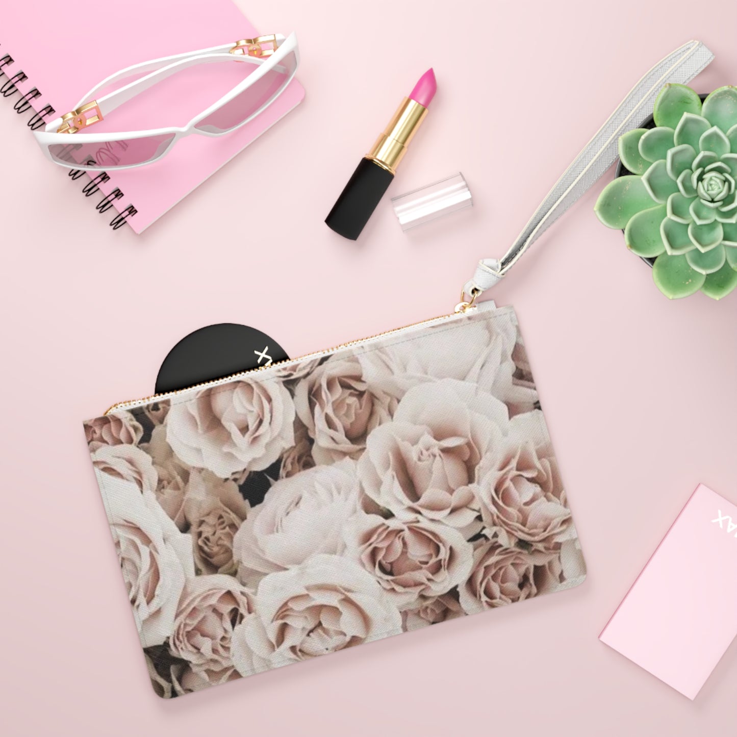 Light Pink Roses Clutch Bag