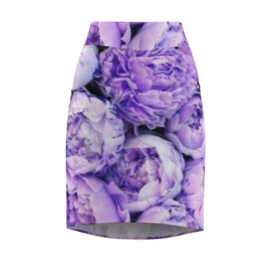 Purple Peony Pencil Skirt