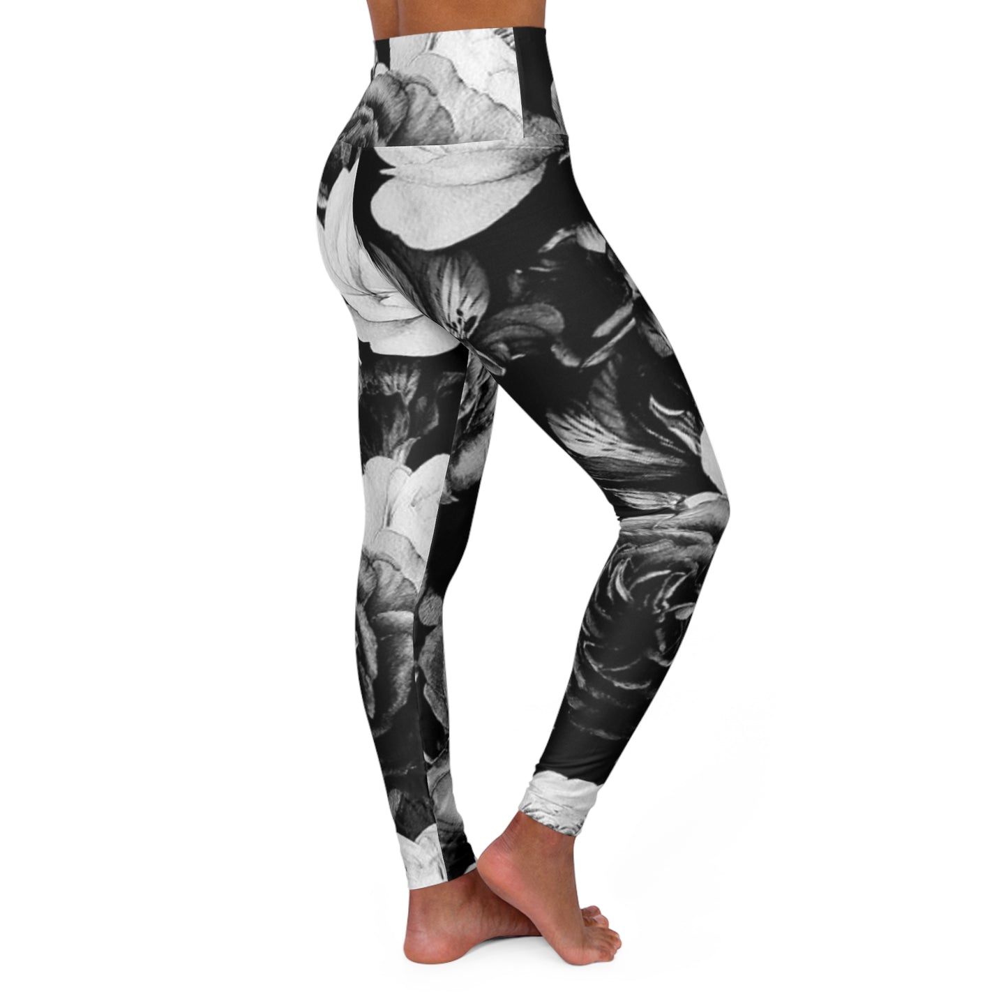 Black and White Floral Exercise Leggings