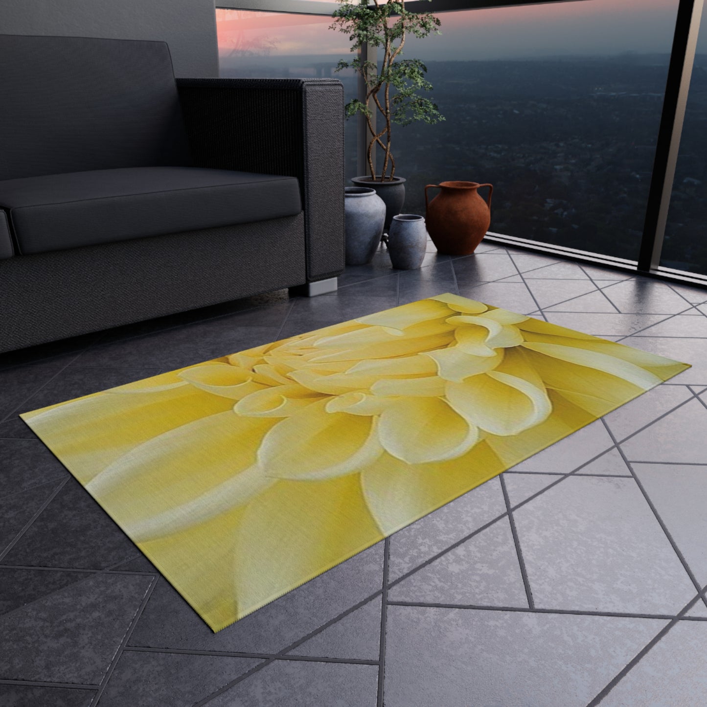 Yellow Dahlia Outdoor Rug