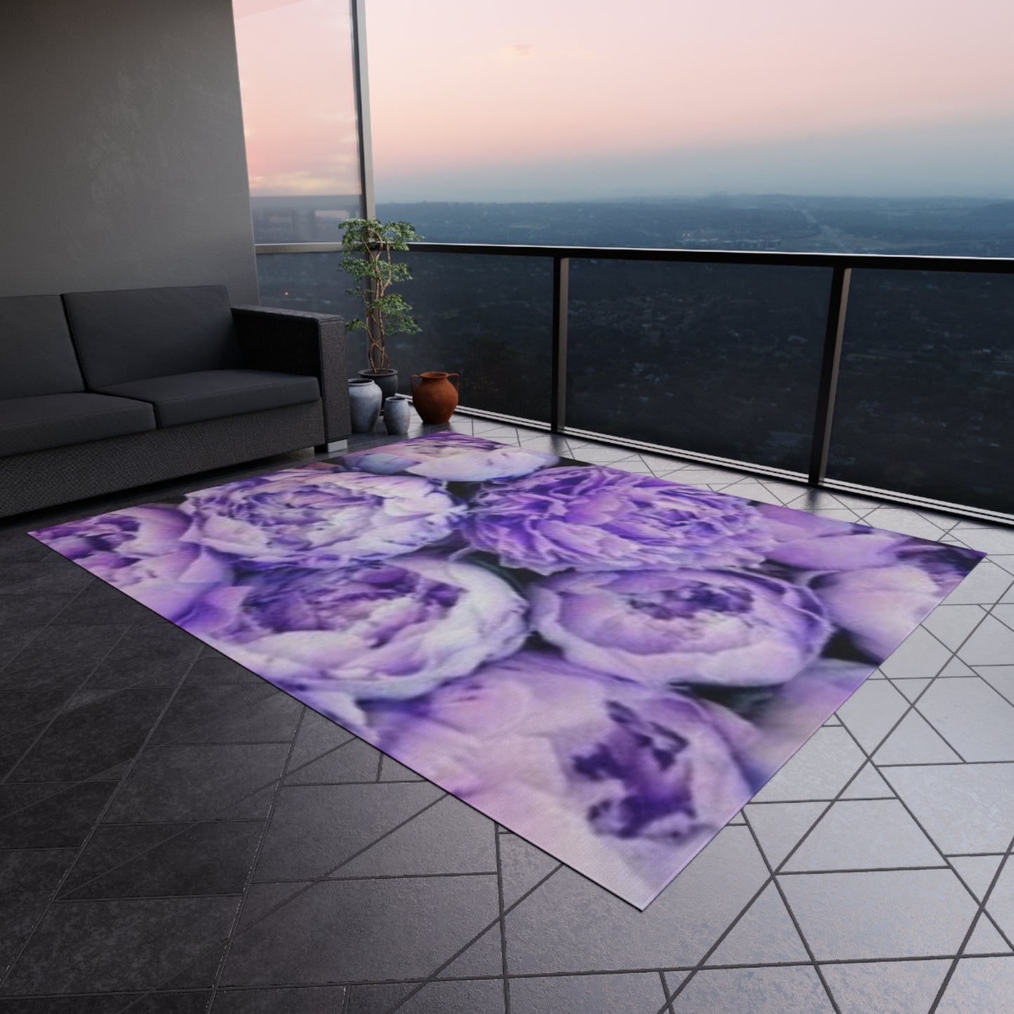 Purple Peony Outdoor Rug