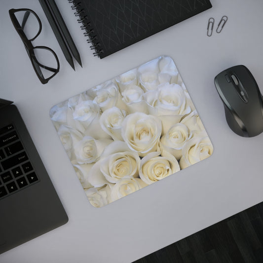 White Roses Desk Mouse Pad