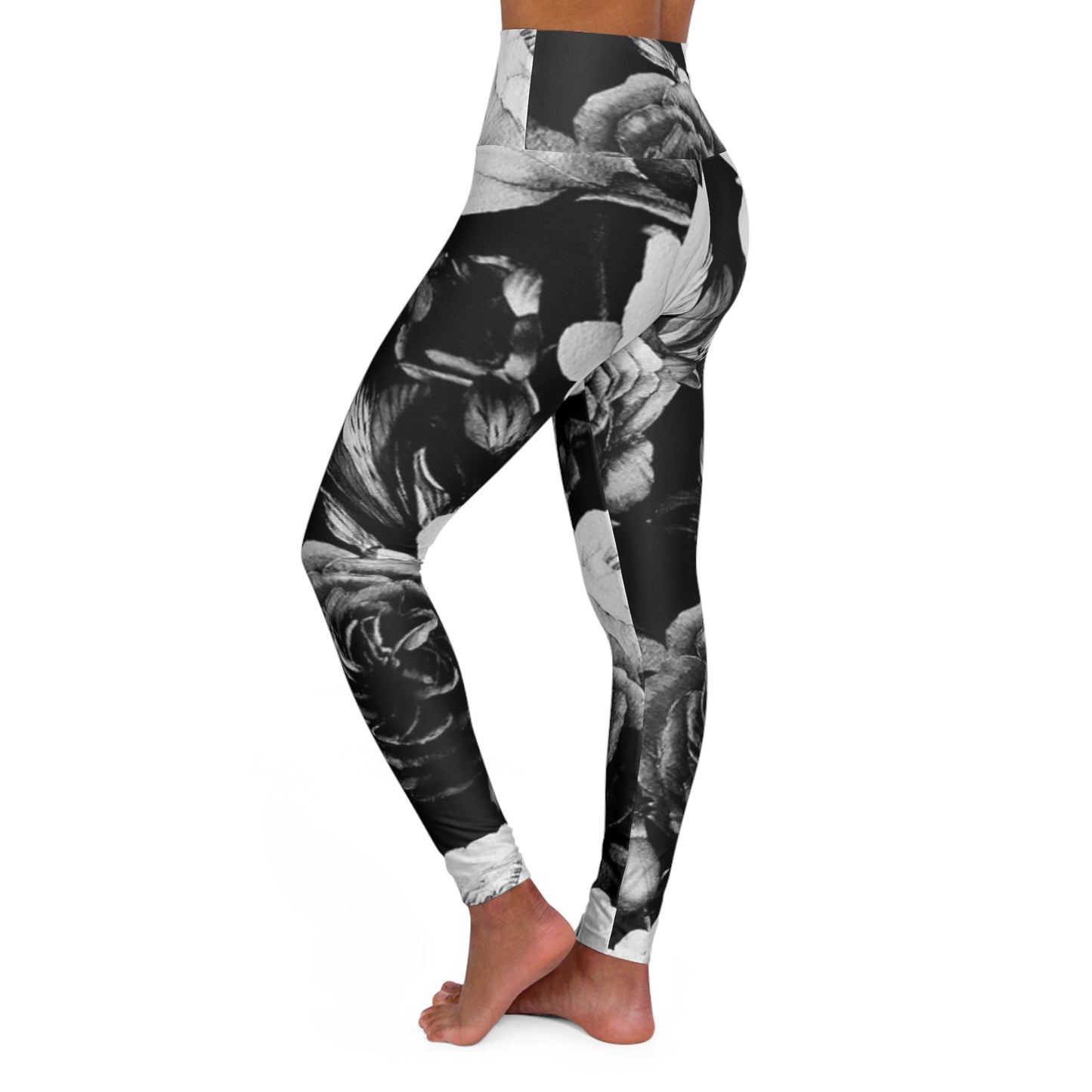 Black and White Floral Exercise Leggings