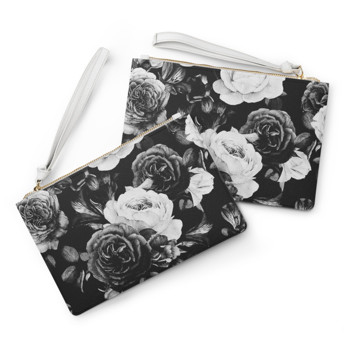 Black and White Floral Clutch Bag