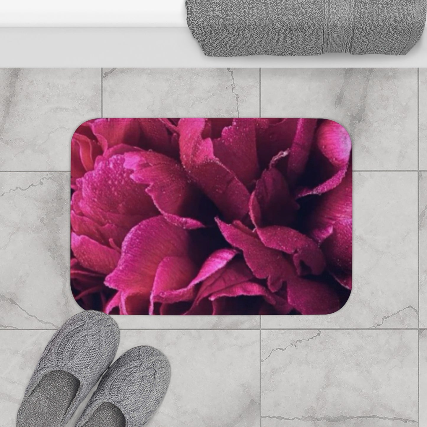 Magenta Floral Bath Mat