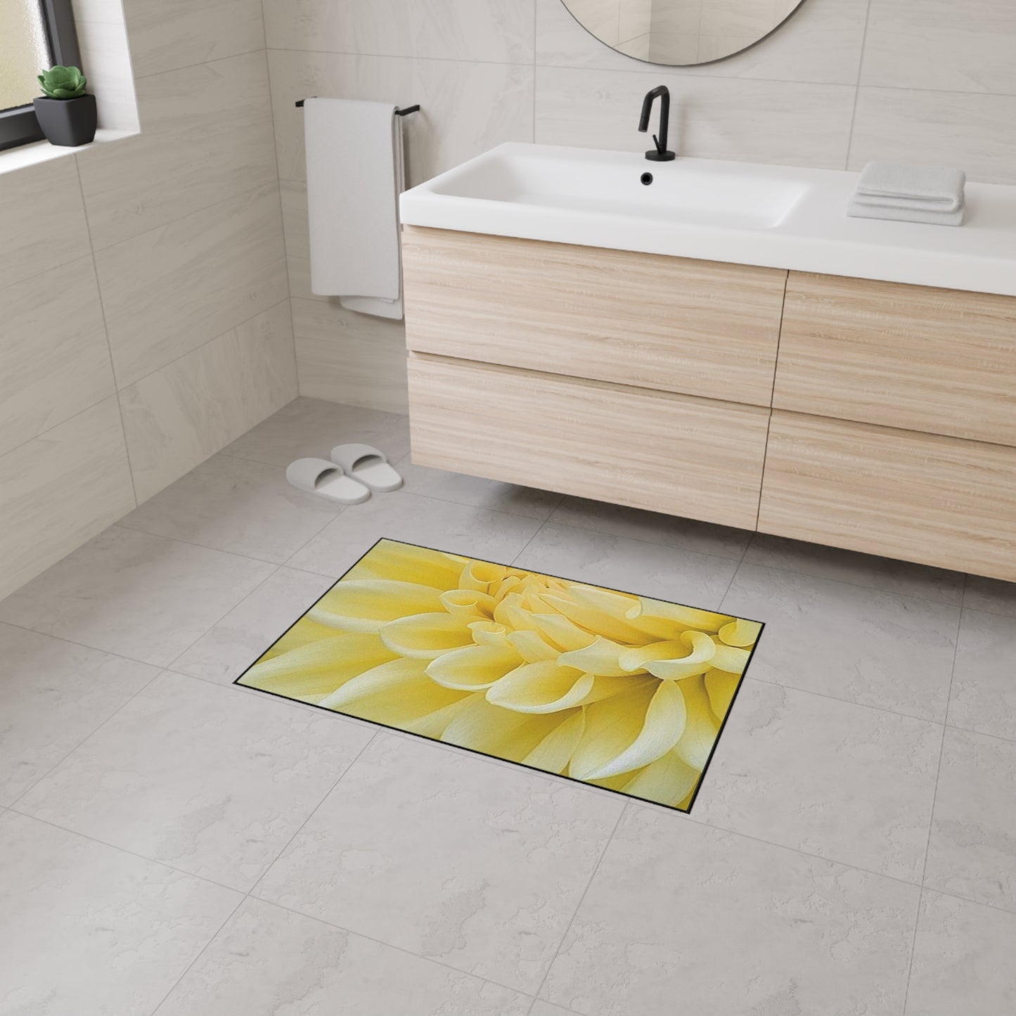 Yellow Dahlia Heavy Duty Floor Mat