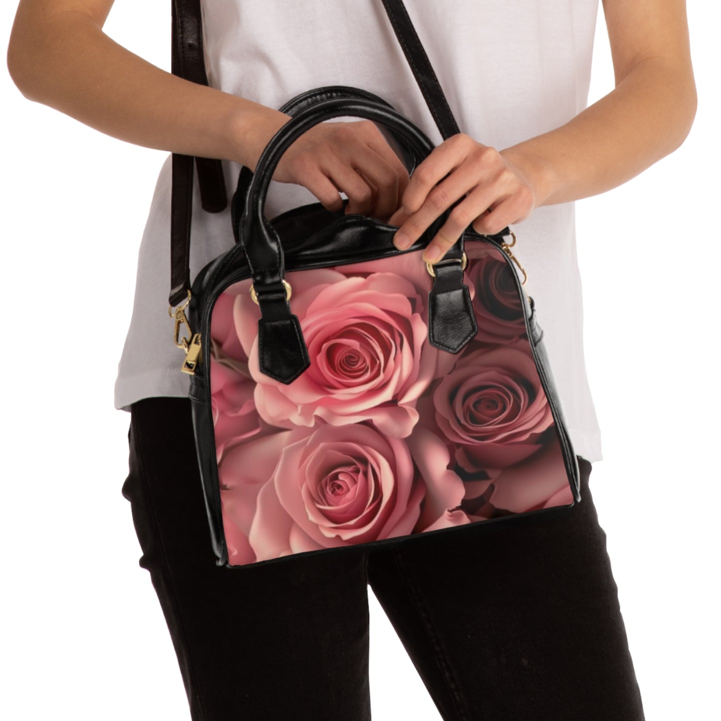 Pink Roses Shoulder Handbag