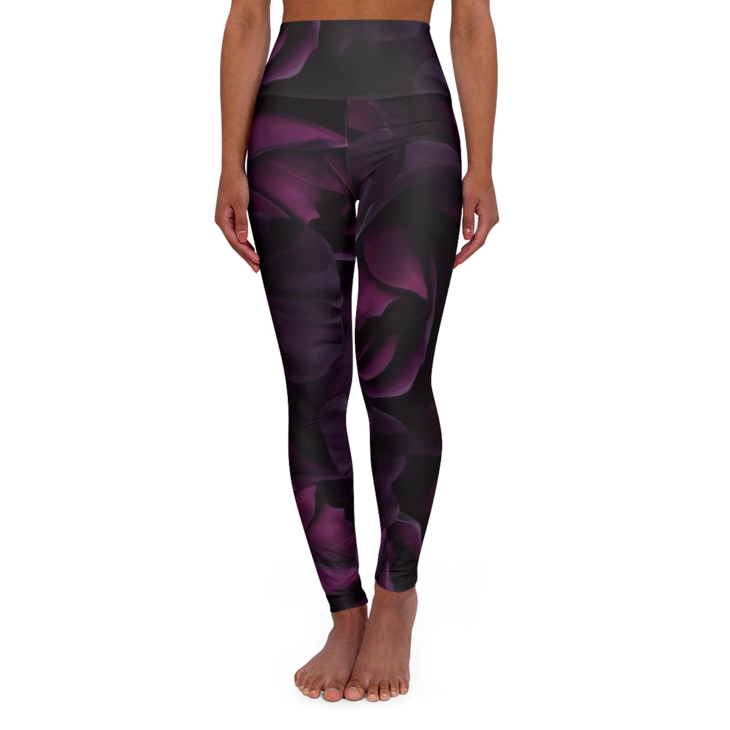 Dark Purple Floral Exercise Leggings