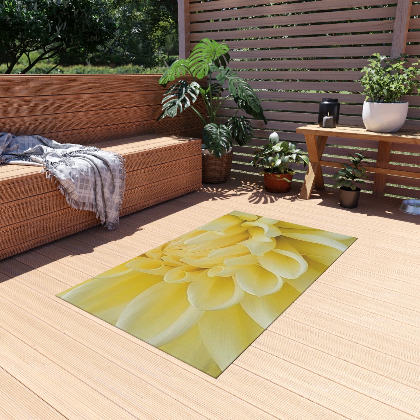 Yellow Dahlia Outdoor Rug