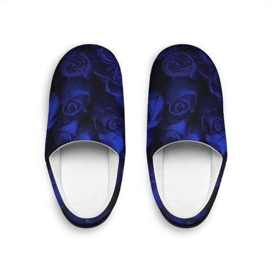 Dark Blue Roses Slippers