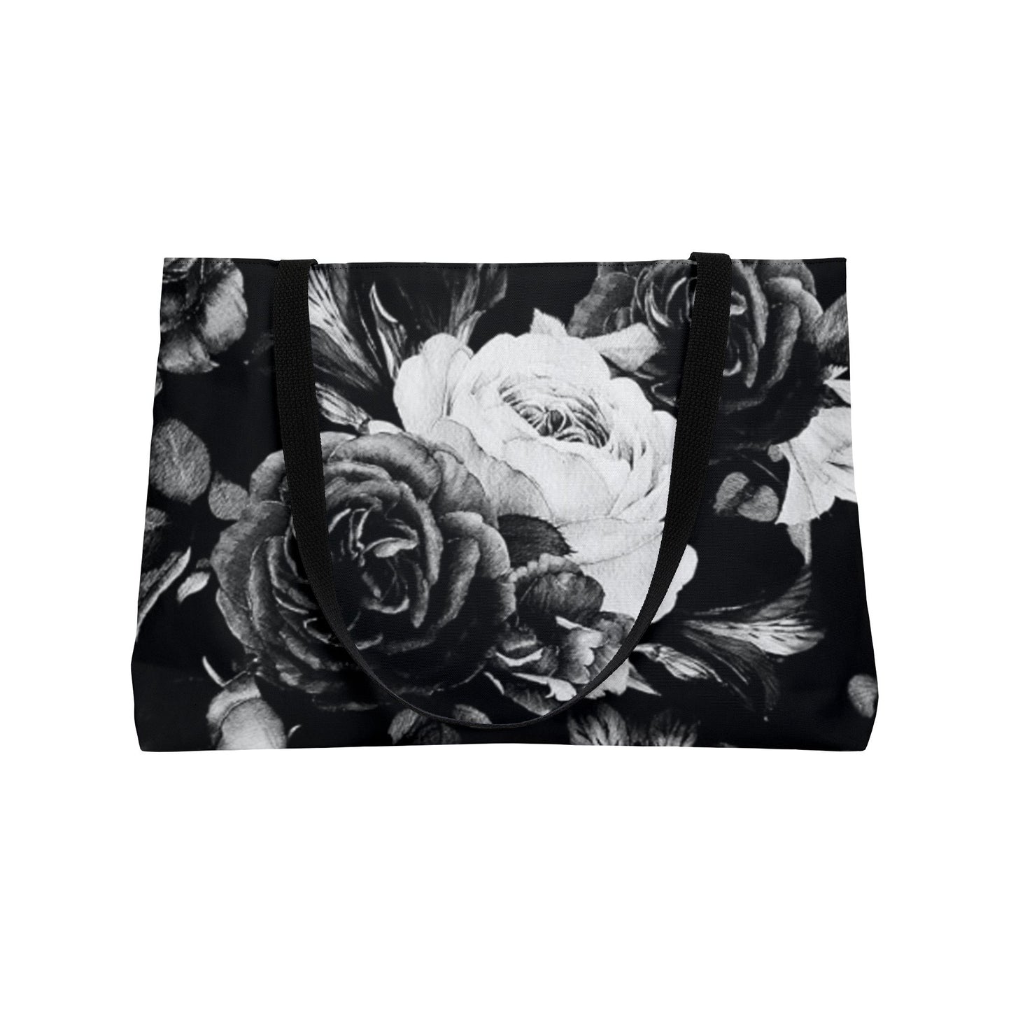 Black and White Floral Rectangle Tote Bag