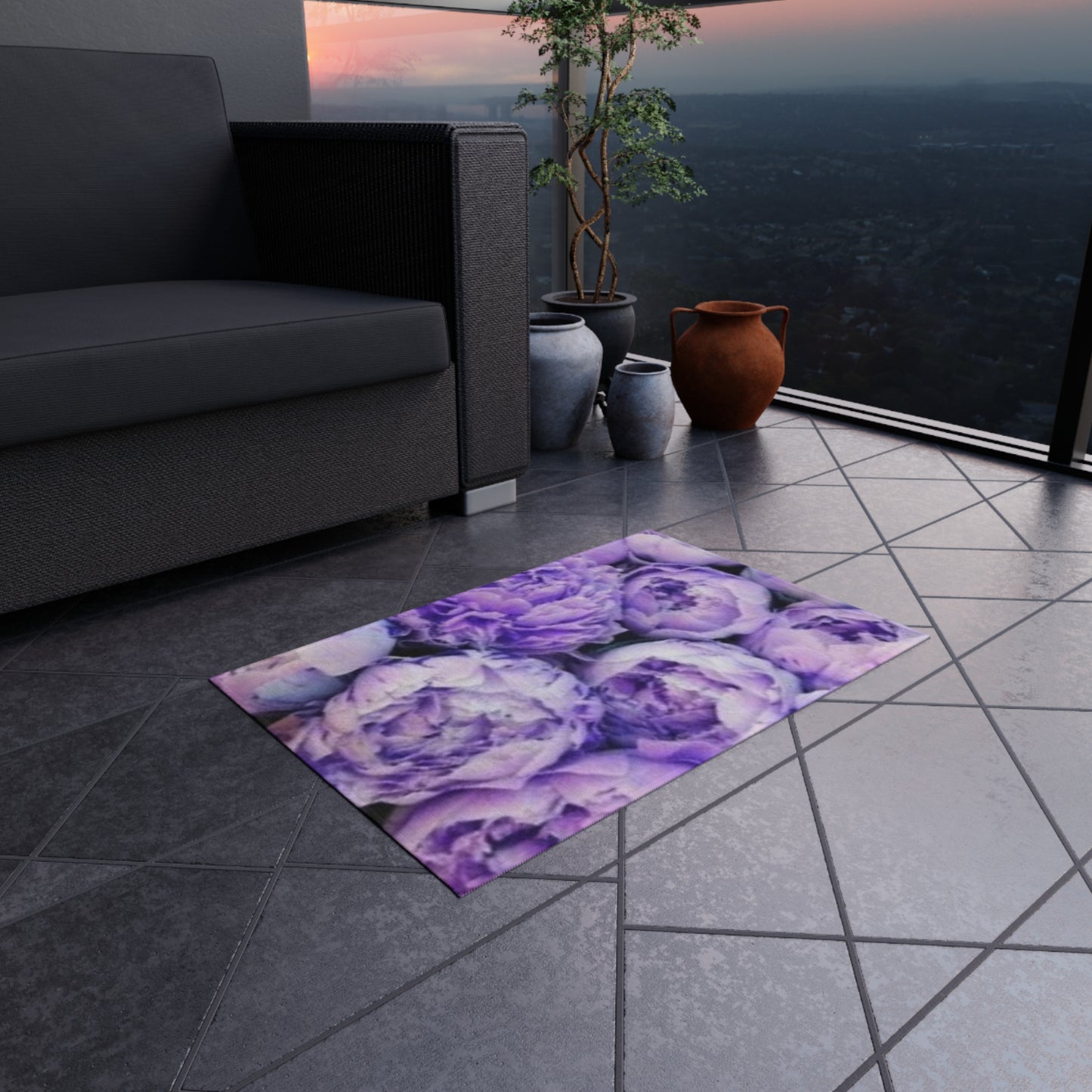 Purple Peony Outdoor Rug