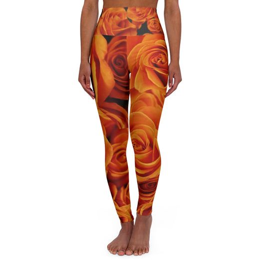 Orange Roses Exercise Leggings