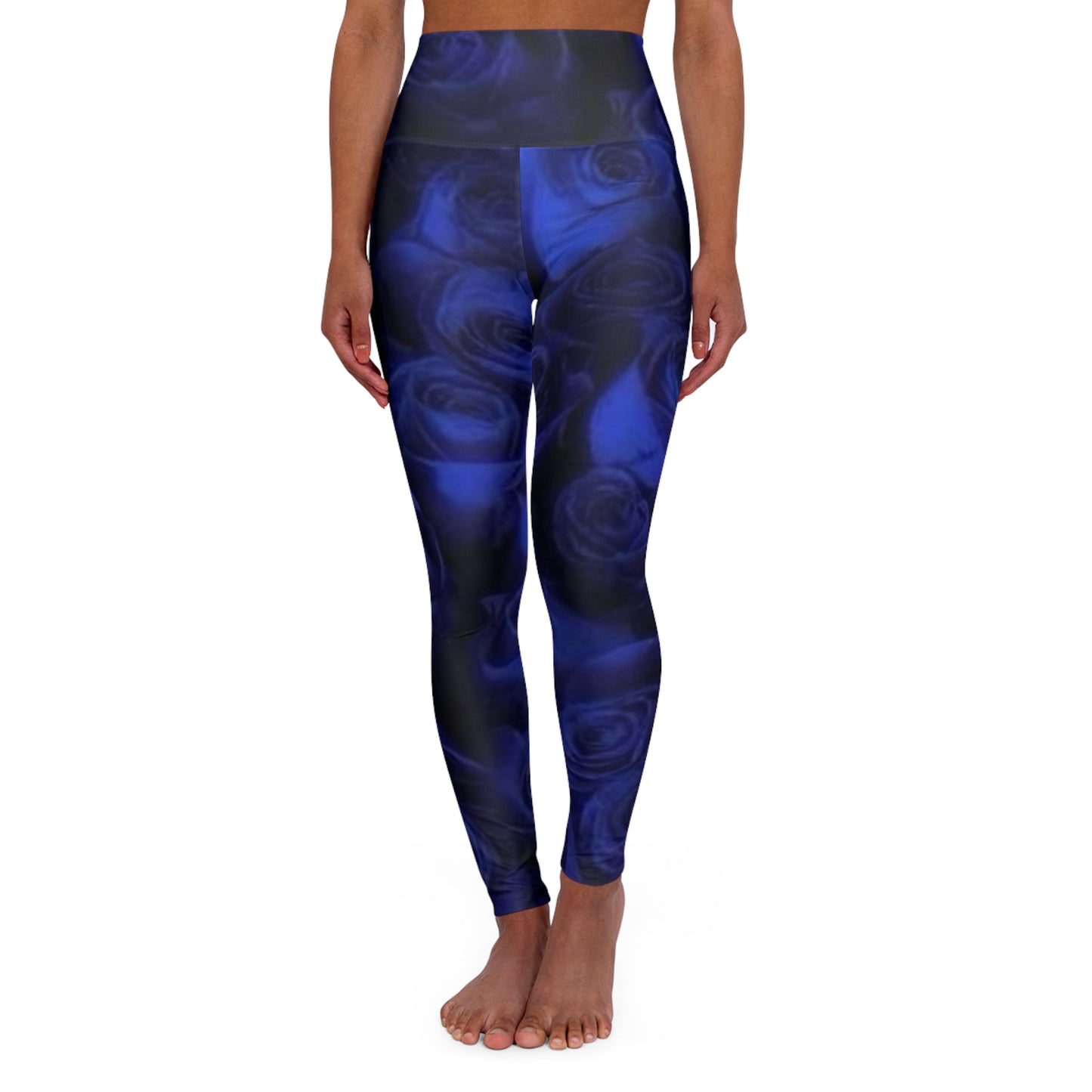 Dark Blue Roses Exercise Leggings