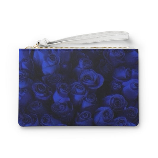 Dark Blue Roses Clutch Bag