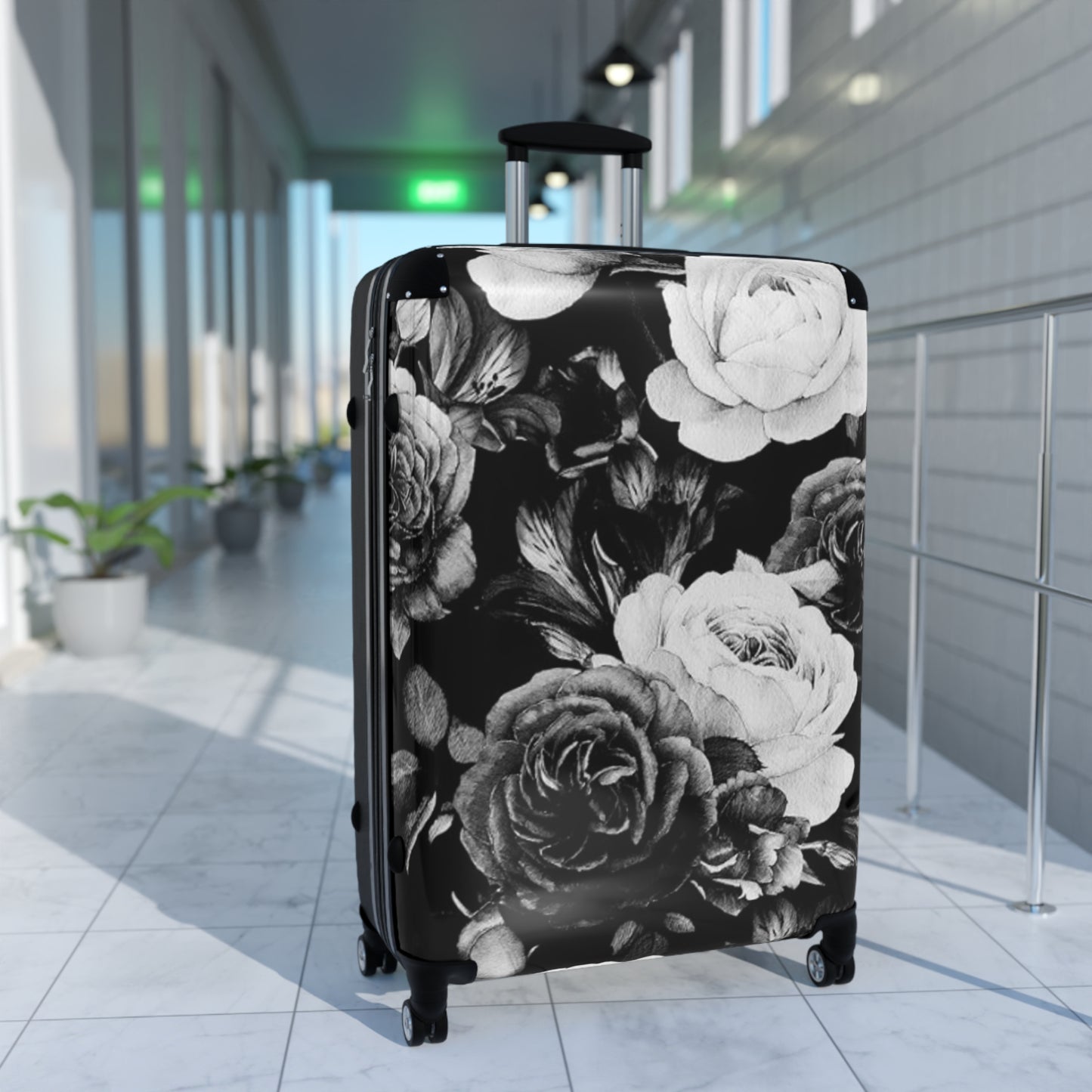 Black & White Floral Suitcase