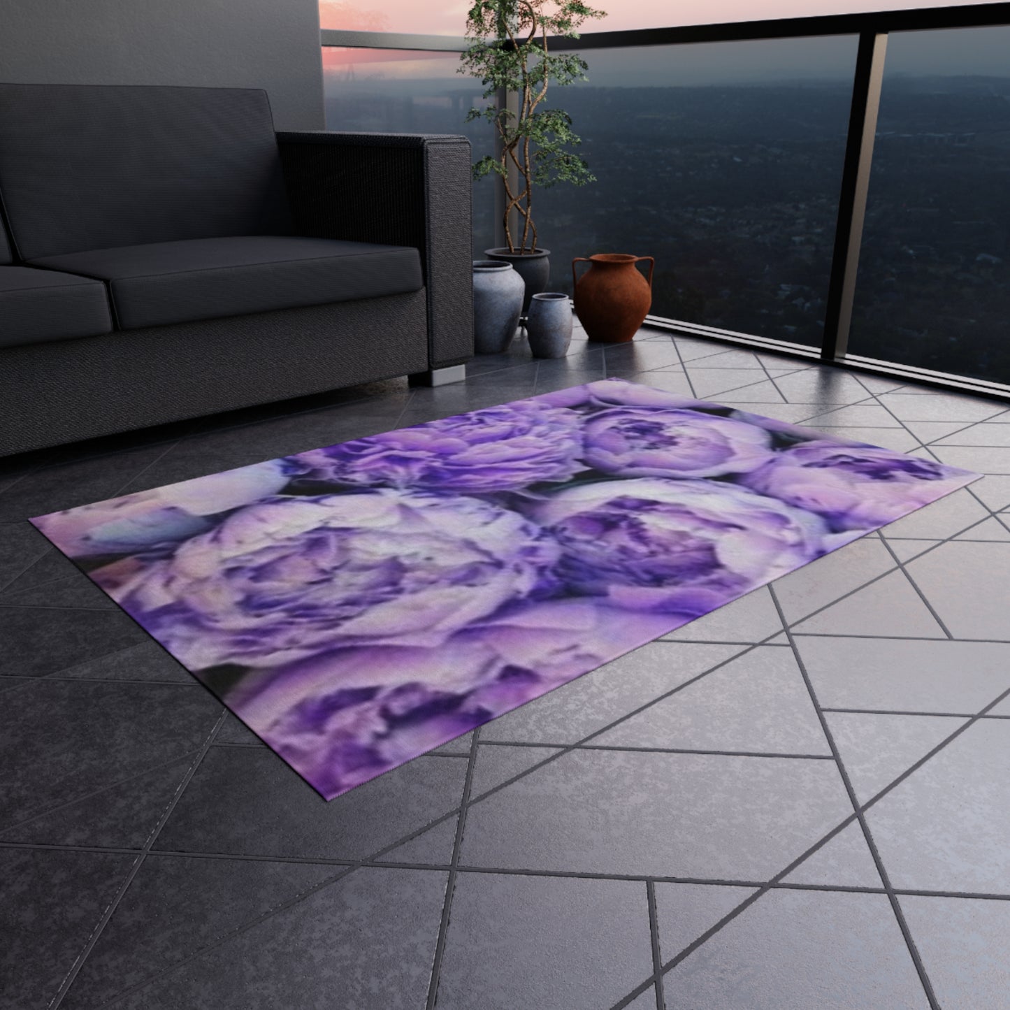 Purple Peony Outdoor Rug