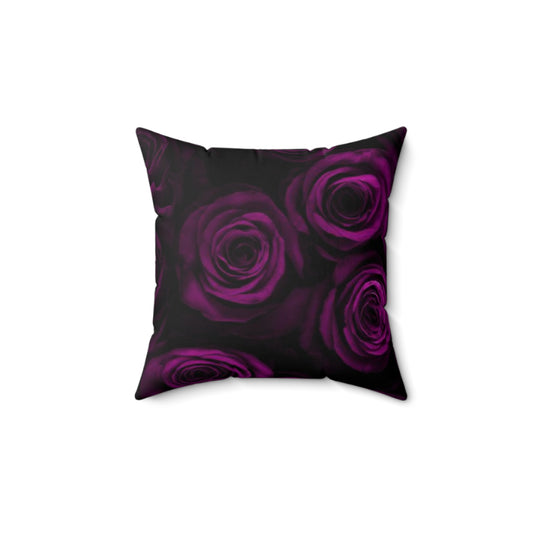 Dark Purple Roses Square Pillow