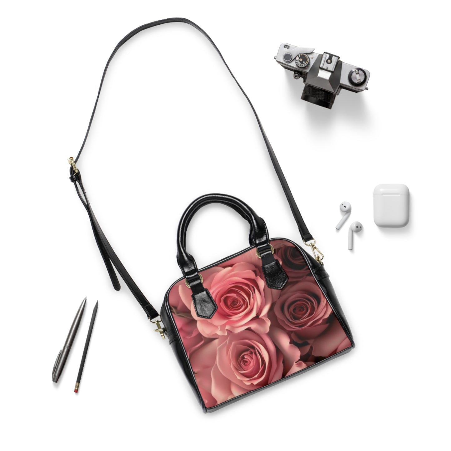 Pink Roses Shoulder Handbag