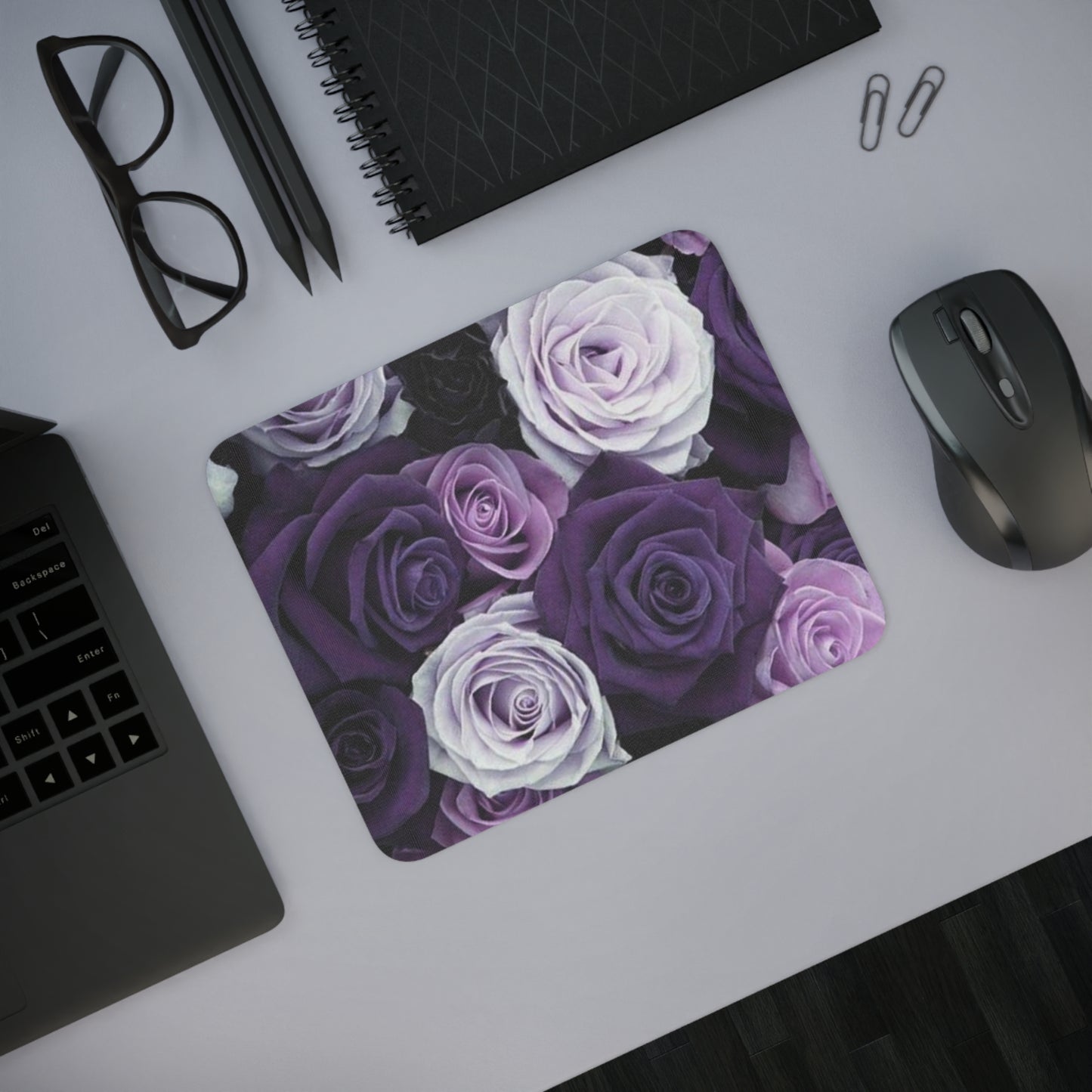 Purple Roses Desk Mouse Pad