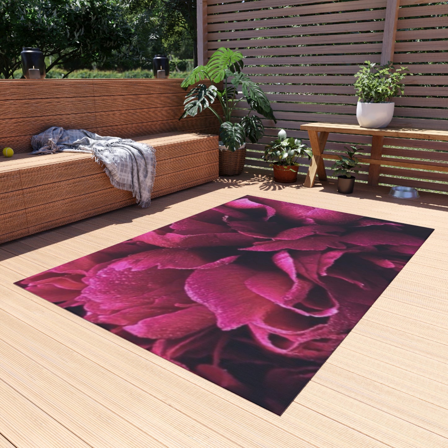 Magenta Floral Outdoor Rug