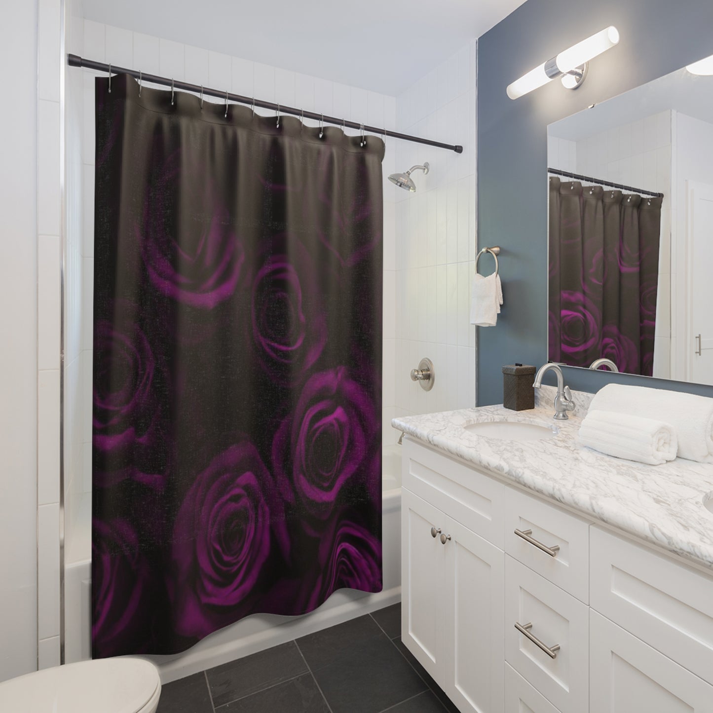 Dark Purple Roses Shower Curtain