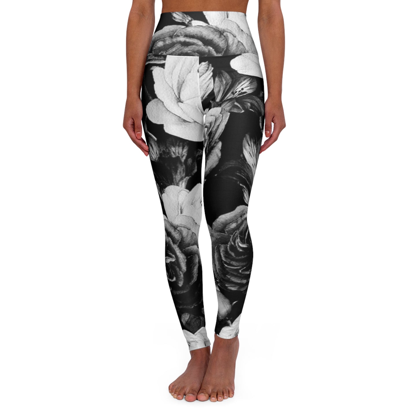 Black and White Floral Exercise Leggings