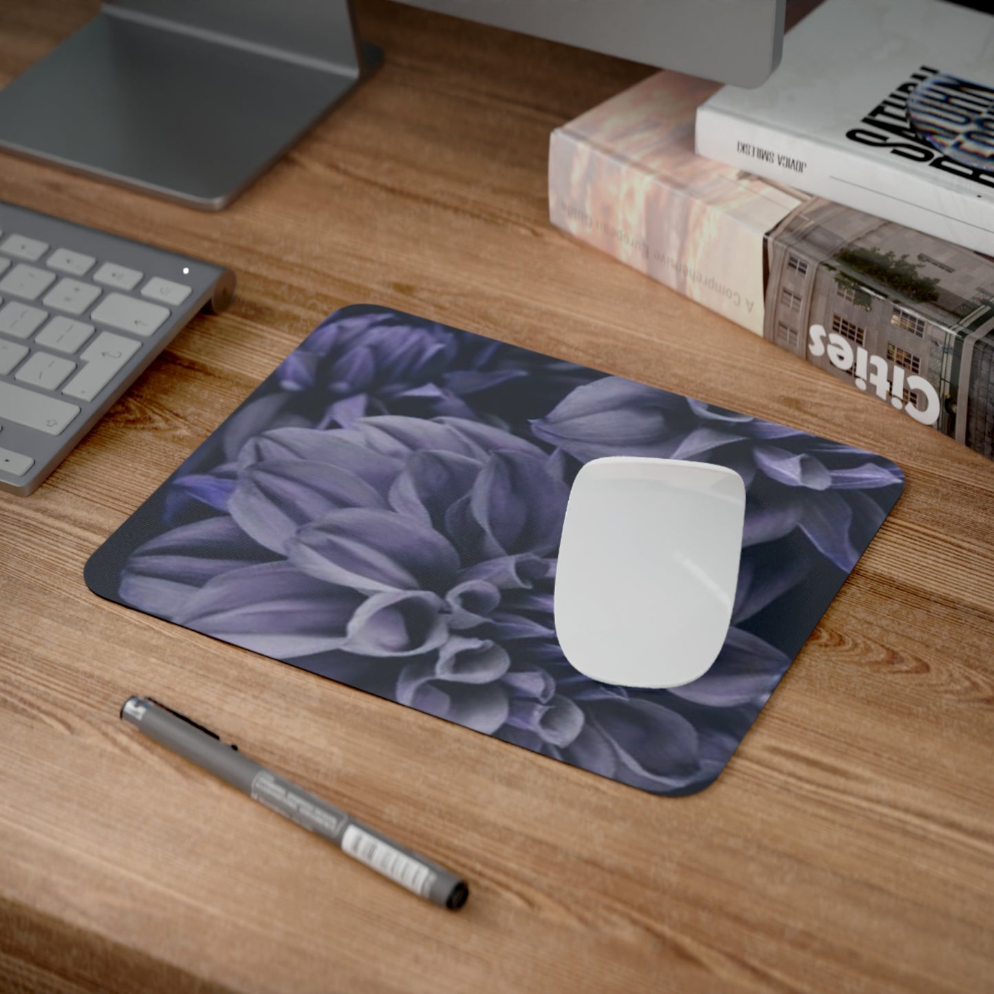 Blue Dahlia Desk Mouse Pad