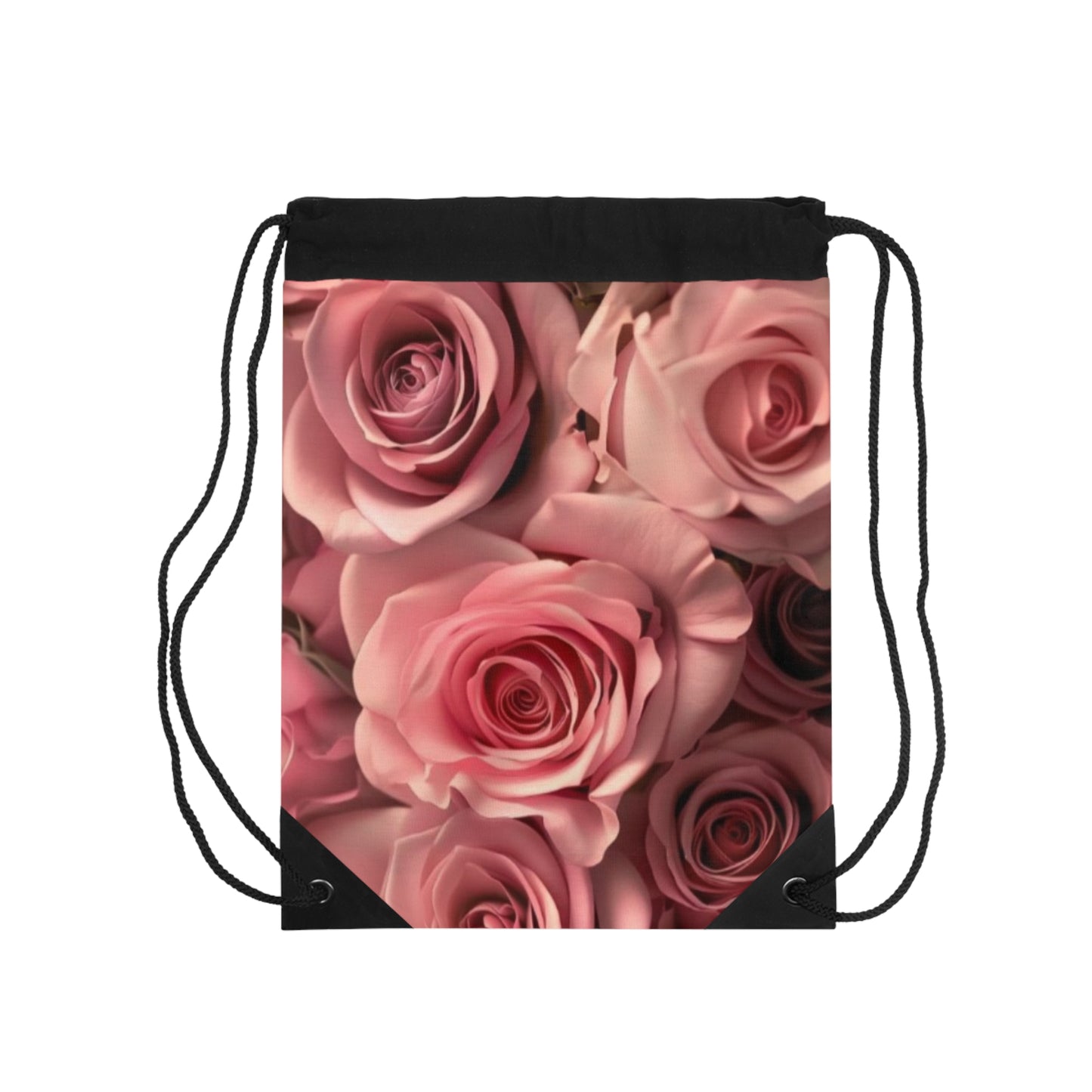 Pink Roses Drawstring Bag