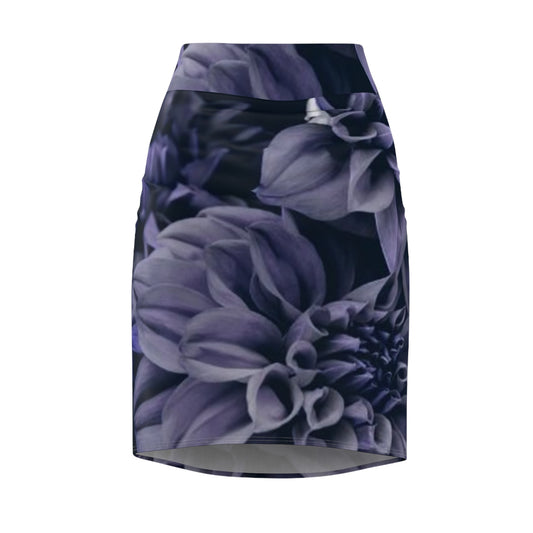 Blue Dahlia Pencil Skirt