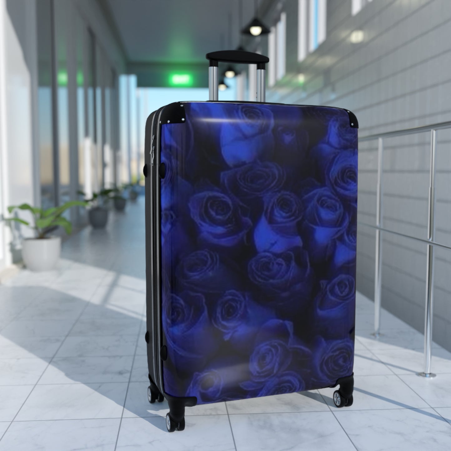 Dark Blue Roses Suitcase