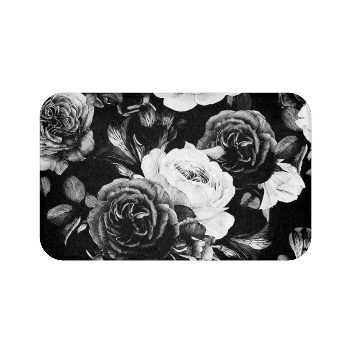 Black and White Floral Bath Mat