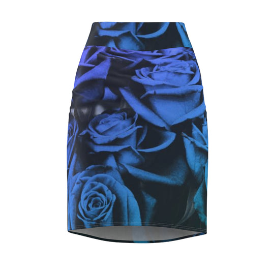 Blue Roses Pencil Skirt