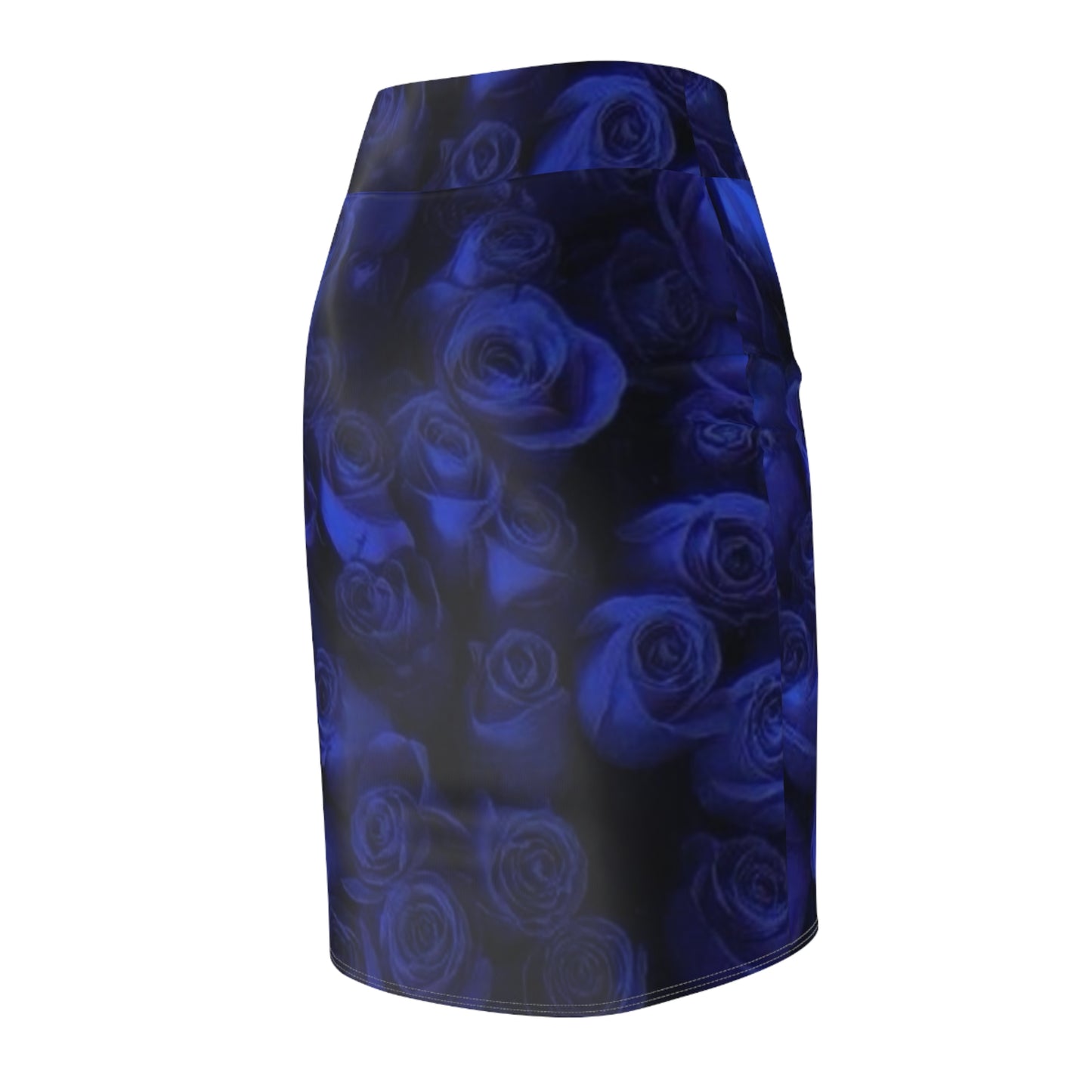 Dark Blue Roses Pencil Skirt