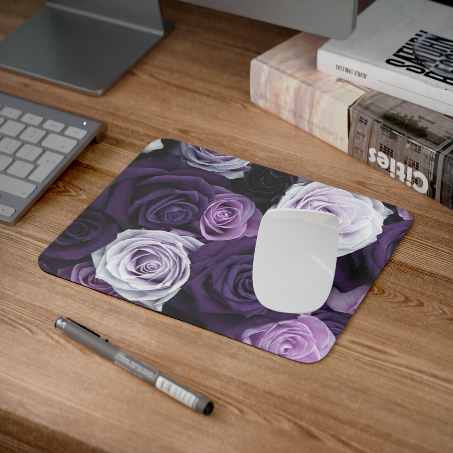 Purple Roses Desk Mouse Pad