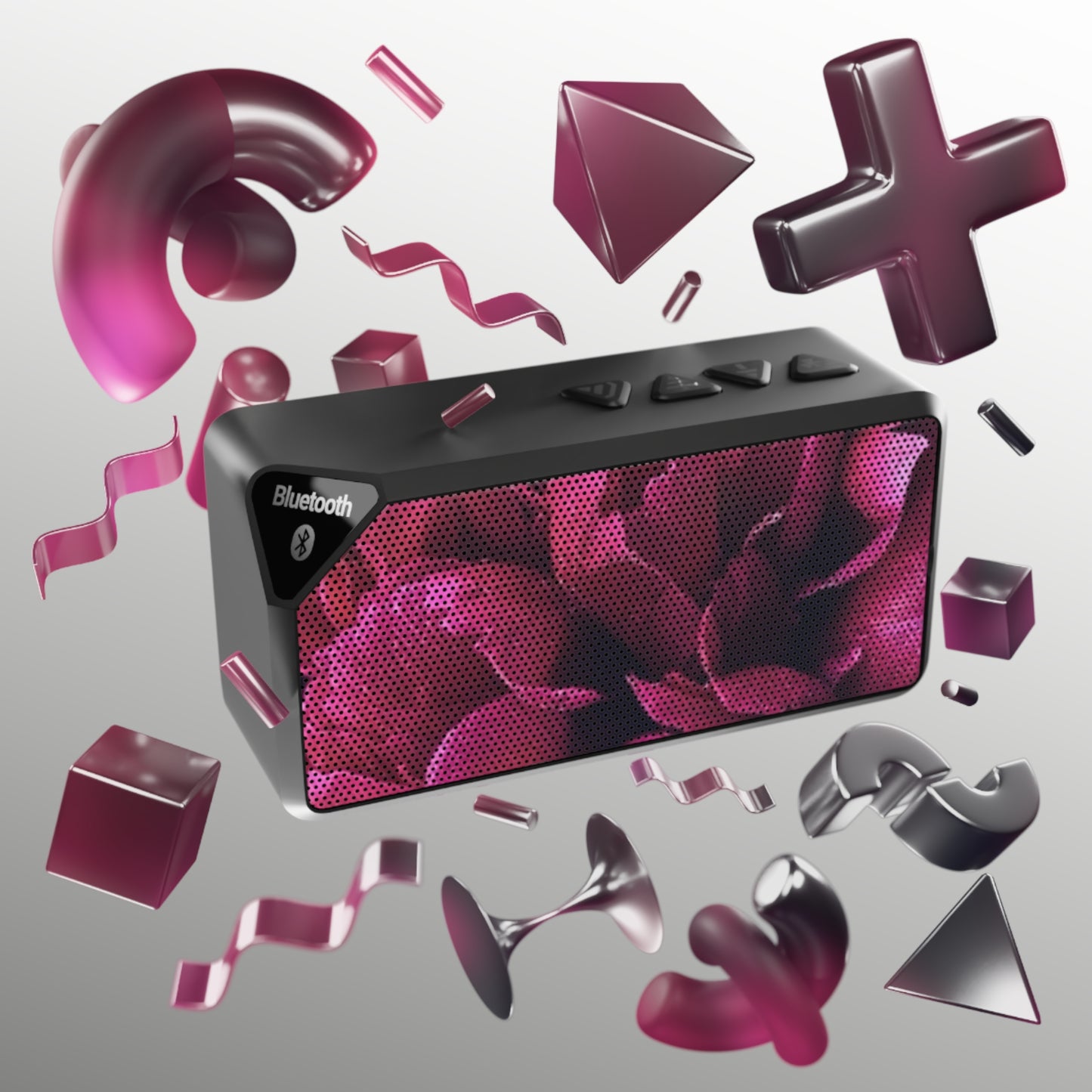 Magenta Floral Bluetooth Speaker