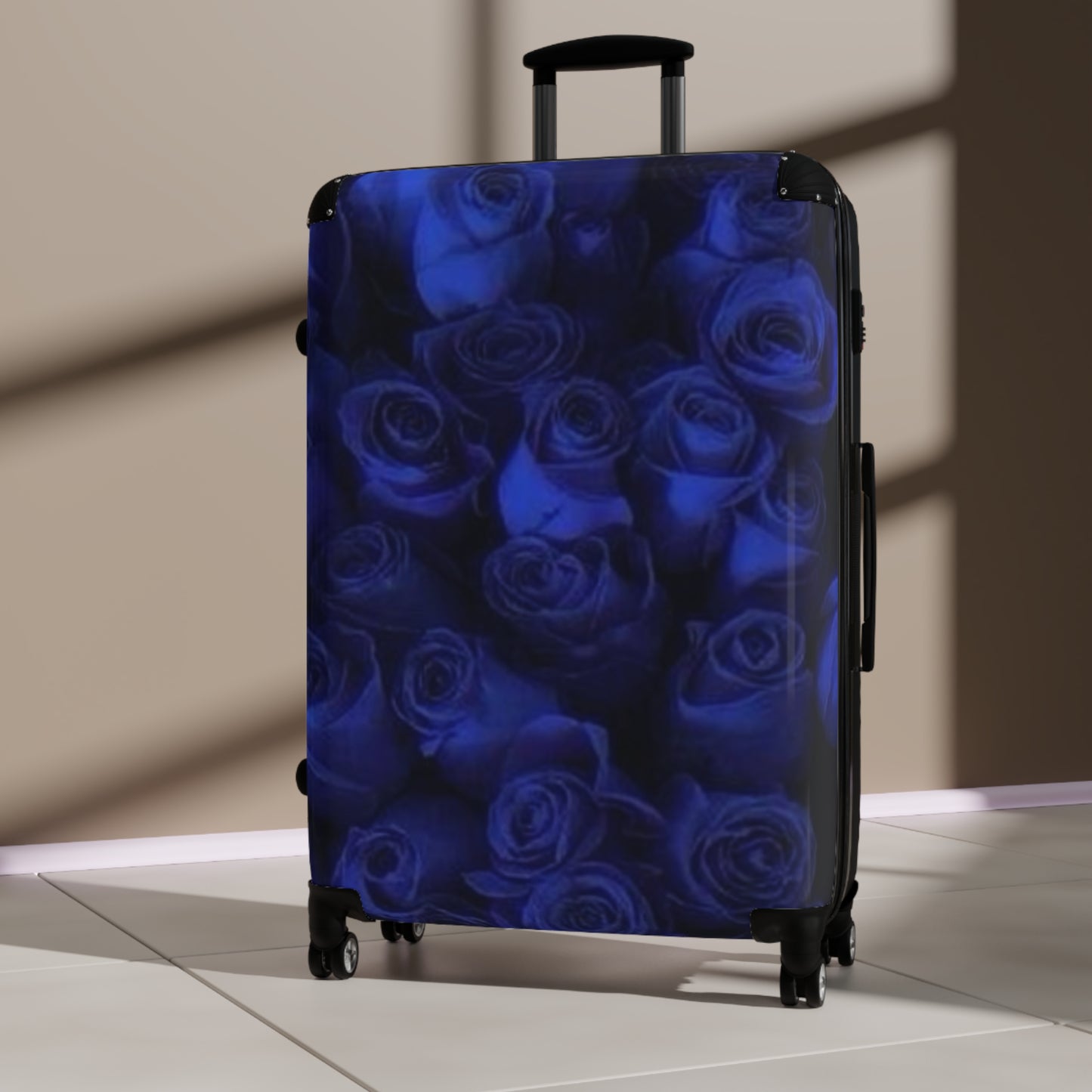 Dark Blue Roses Suitcase