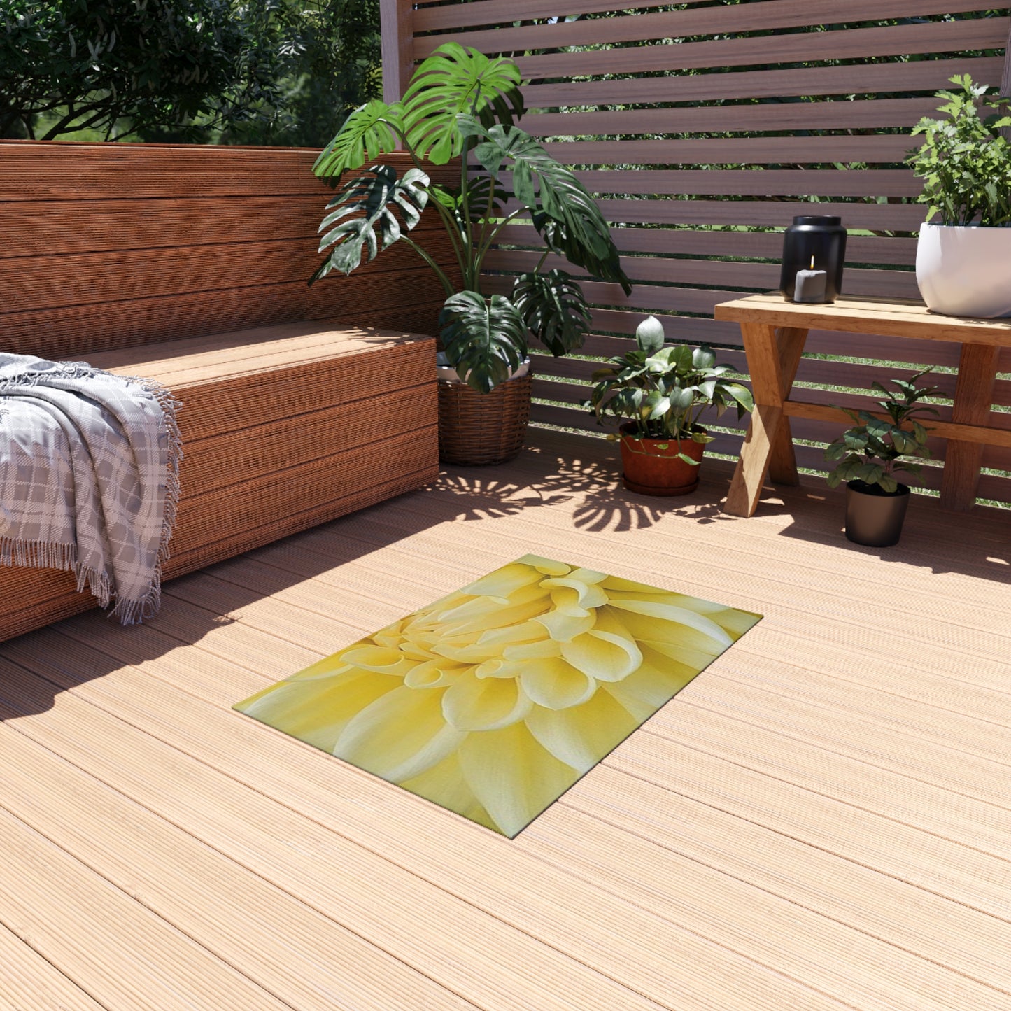 Yellow Dahlia Outdoor Rug