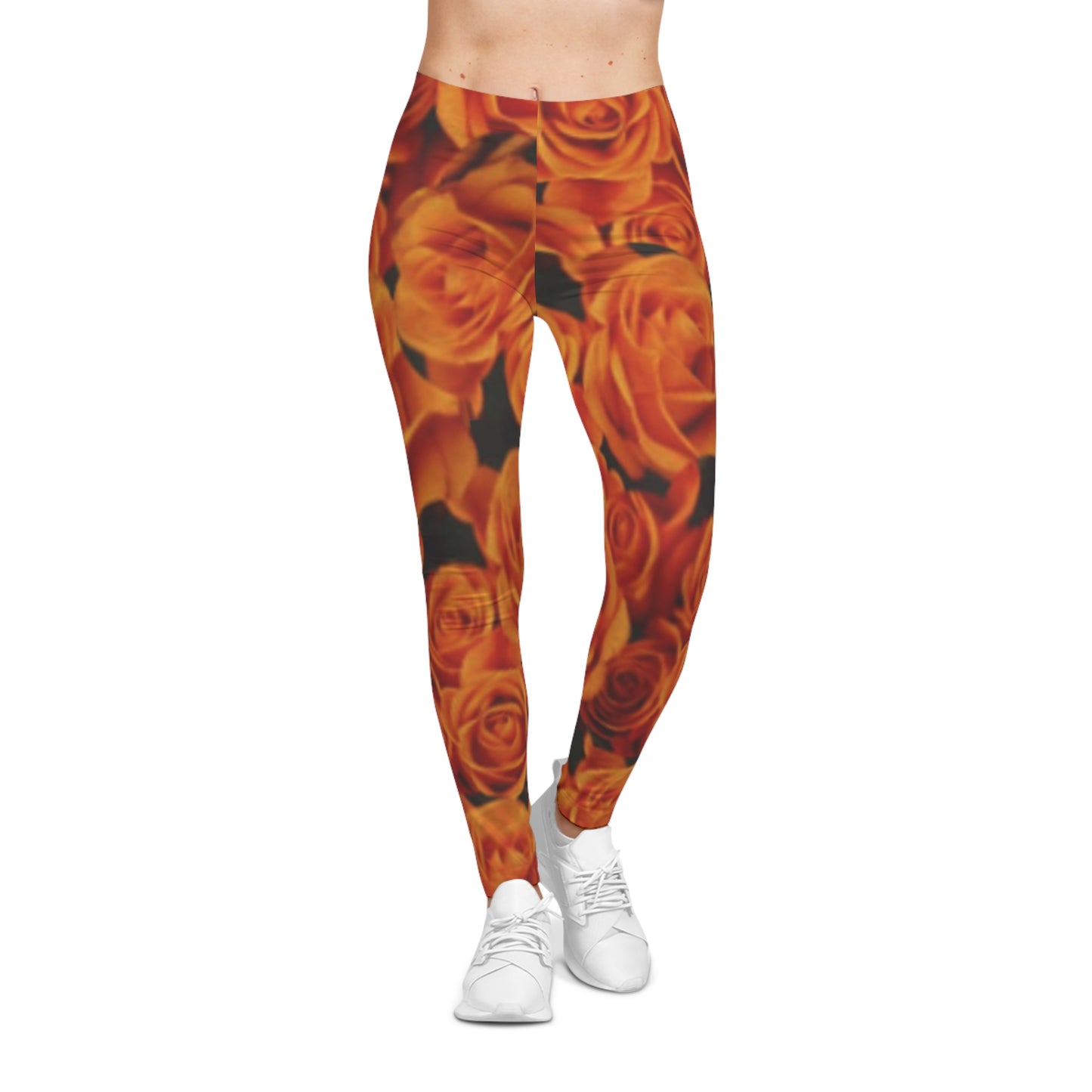 Orange Roses Casual Leggings