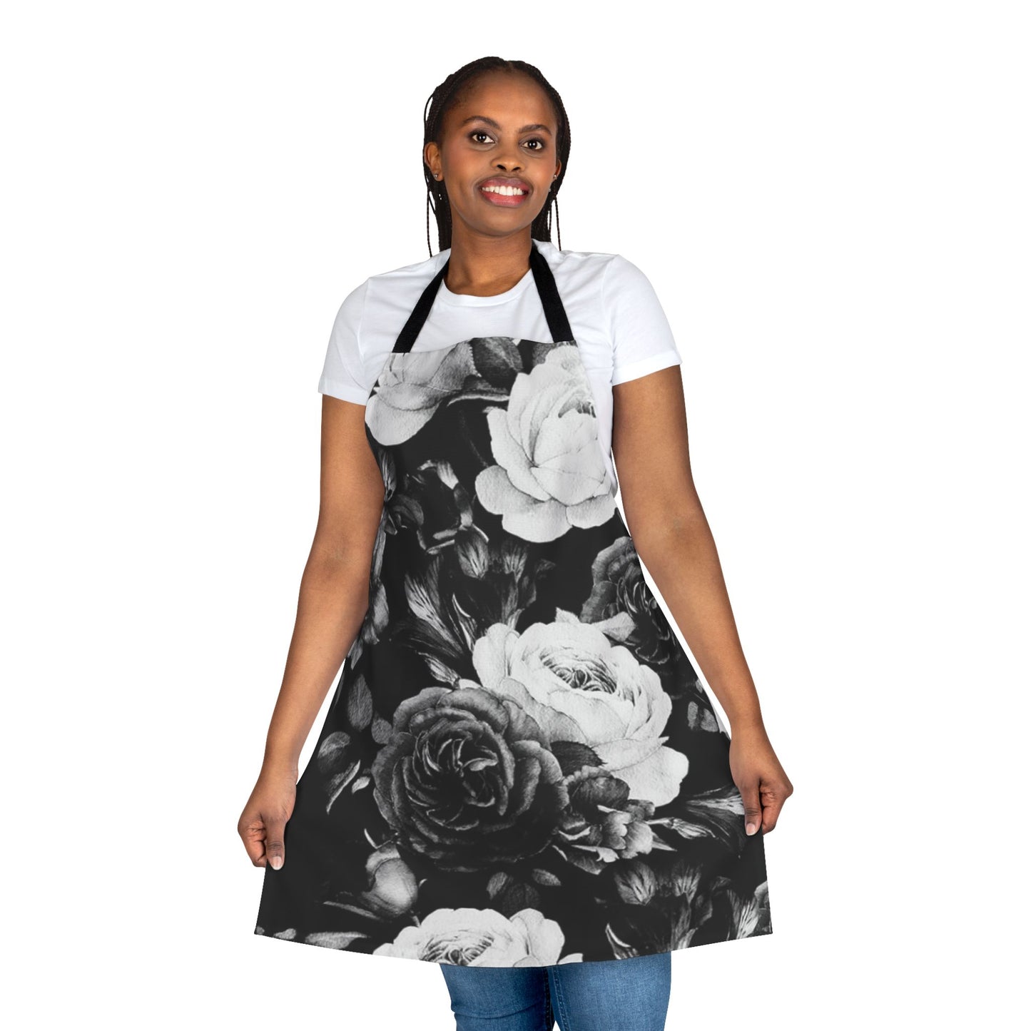 Black and White Floral Apron